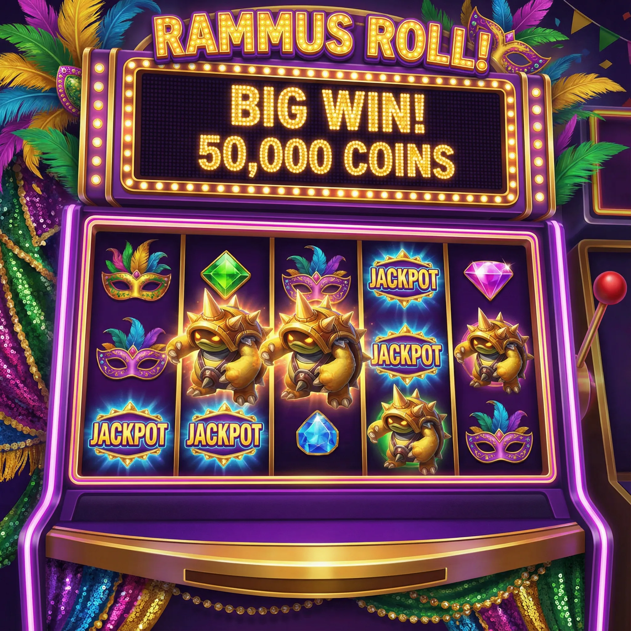 Caça-níqueis Rammus Roll com tema tartaruga blindada